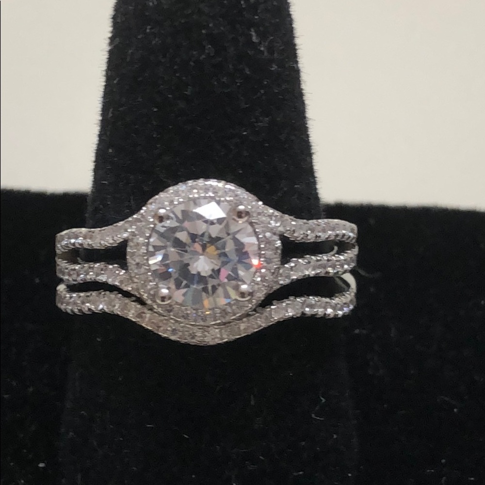Bridal set size 7 or 8 ,925 sterling silver ring